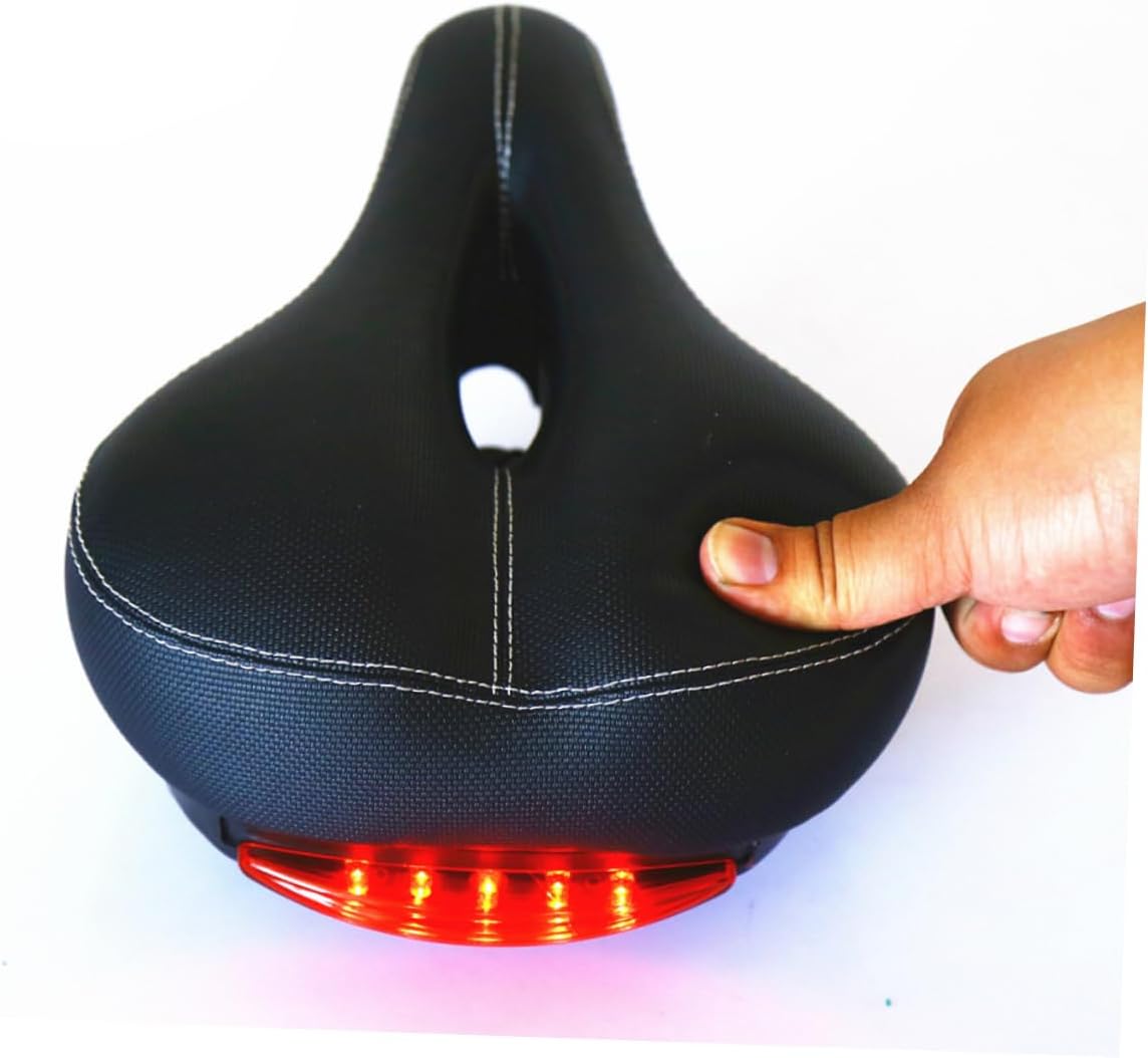 Kisangel Bike Saddle Tail Light Comfortable Seat Cushion for Men/Women Wide Breathable Fits Bikes