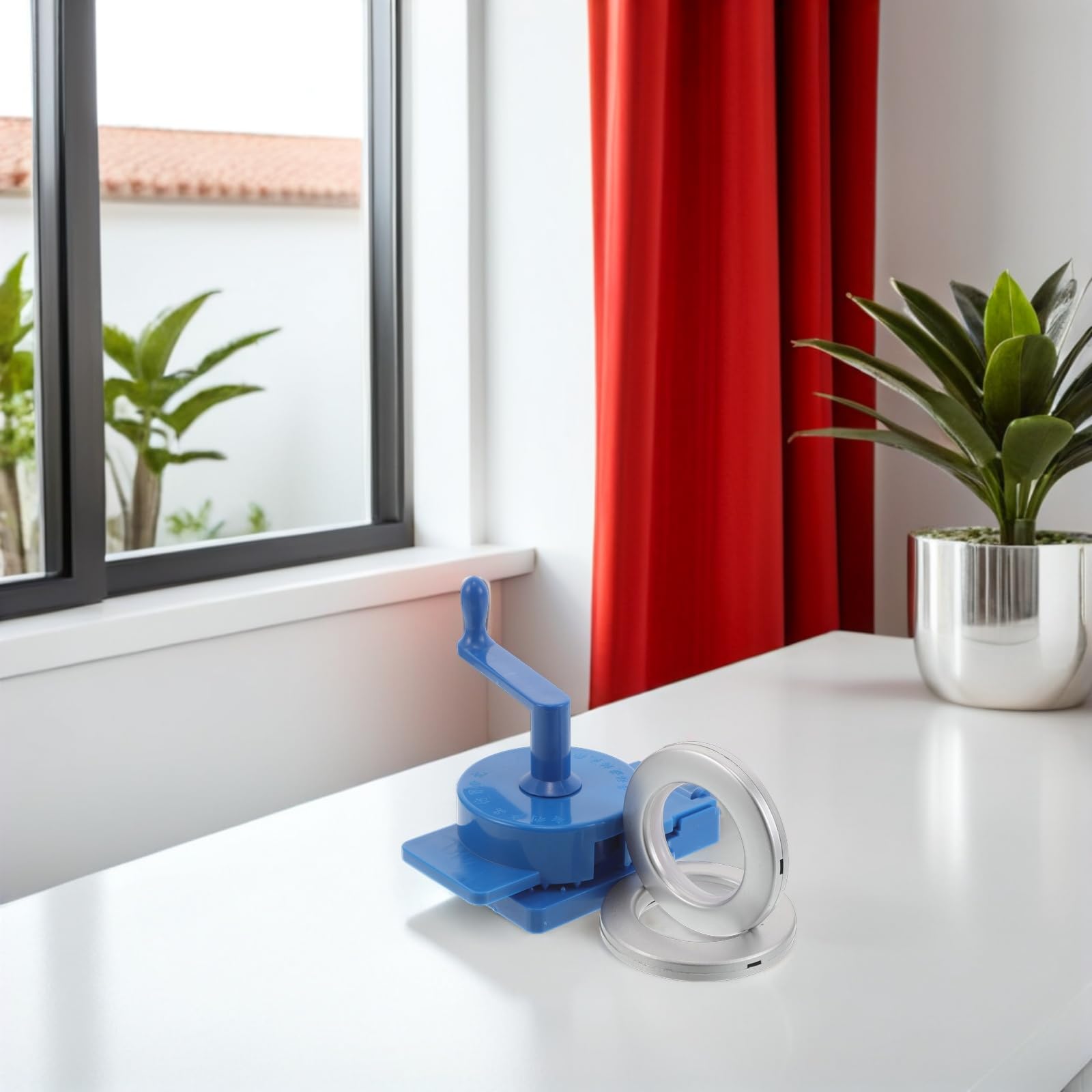 Set di Anelli per Tende in Plastica Argento con Punzonatrice Rotante, Anelli Rotondi Silenziosi per Tende da Bagno e Studio, Compatibilità Versatile