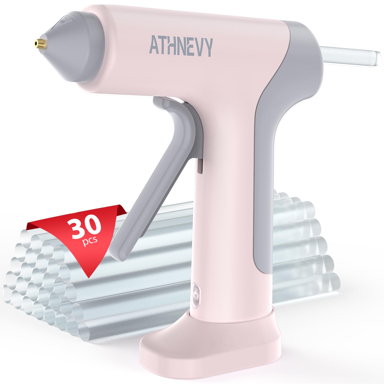 Cordless Hot Glue Gun, 4V 10s Fast Preheat, 30 Mini Glue Sticks, USB-C, 2Ah