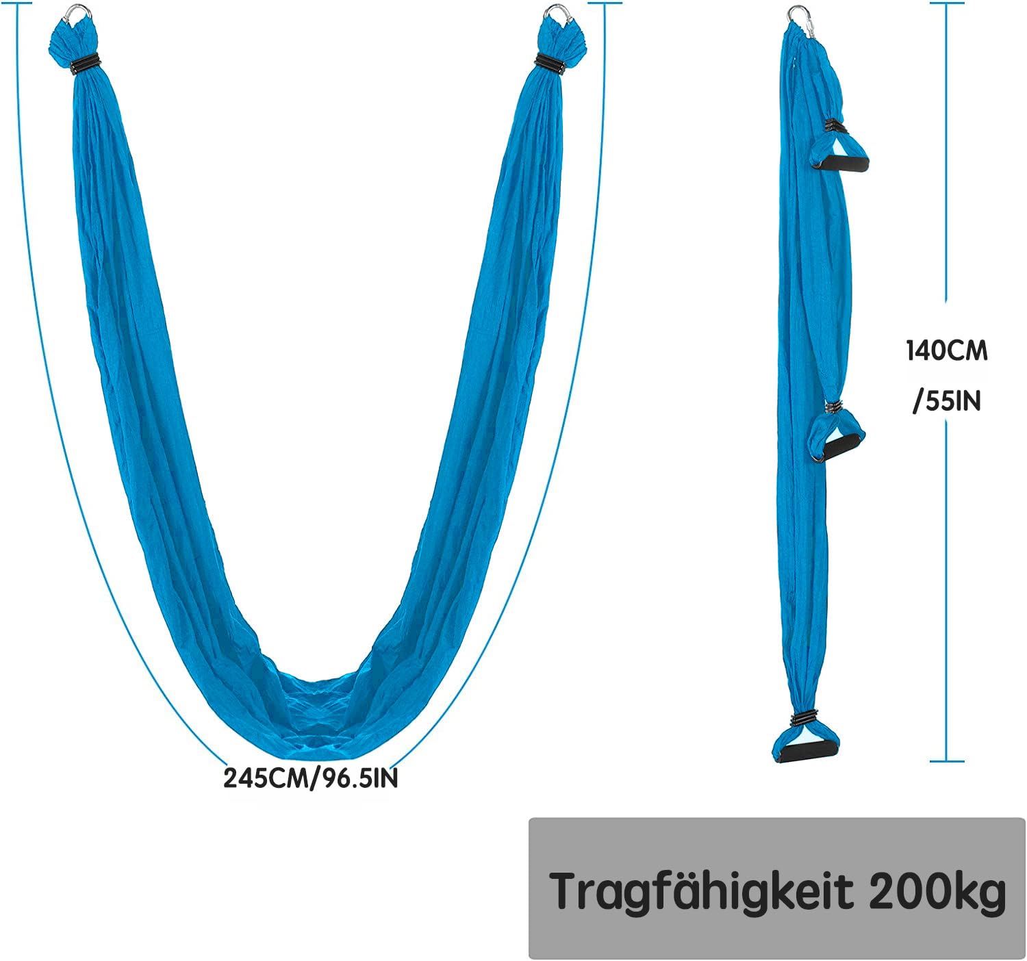 Aerial asciugamano da yoga incluso 2 estensioni cinghia e soffitto kit di montaggio Aerial Yoga Towel Sensory Swing