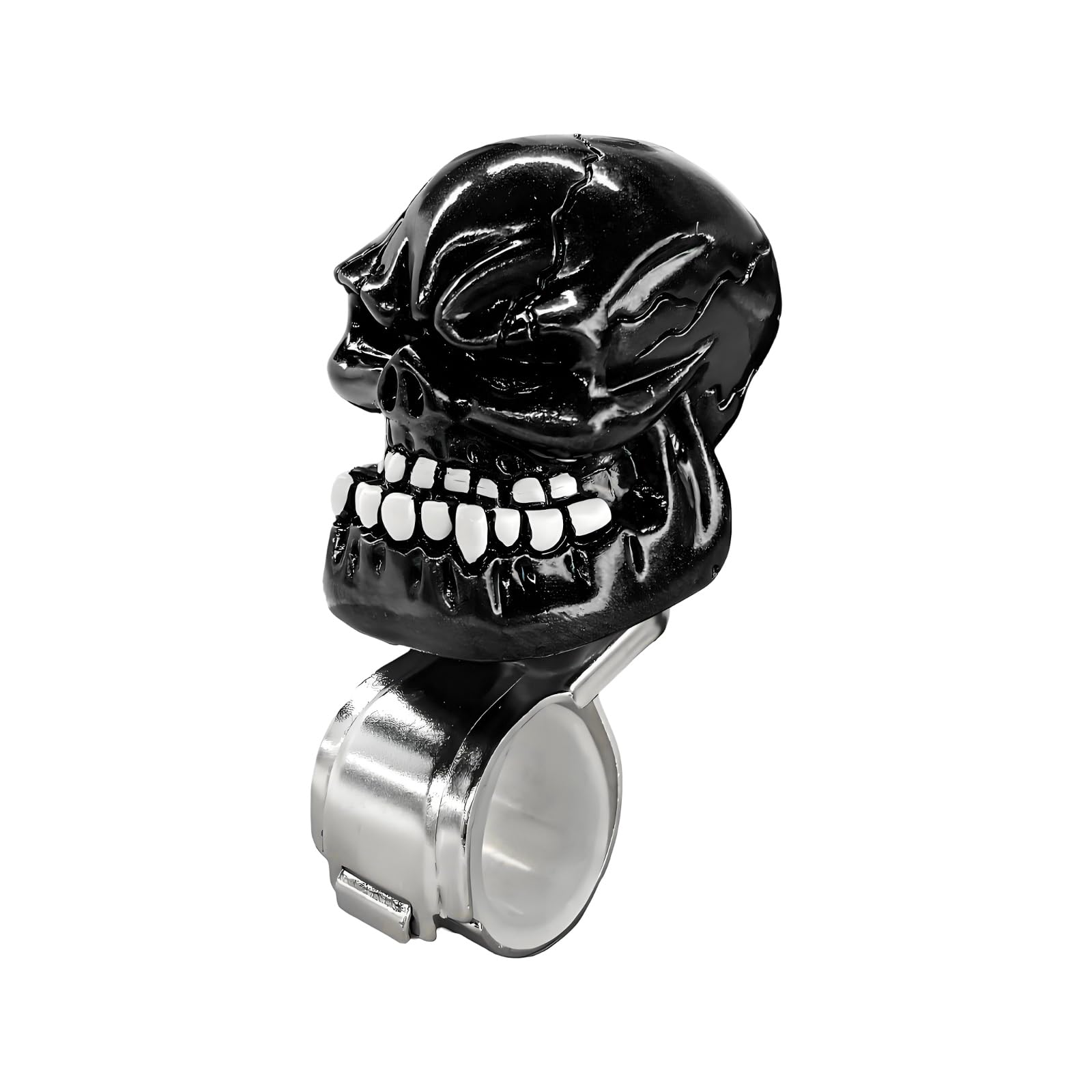 Skull Steering Wheel Spinner Knob, Skull Turning Steering Wheel Assist Grip Handle with Hex Wrench, Skull Suicide Driving Booster Steering Wheel Spinner, Car Accessories (Black)