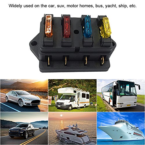 mewmewcat Caixa porta-fusíveis de 4 vias, carro, veículo automotivo, bloco de fusíveis com 4 fusívei