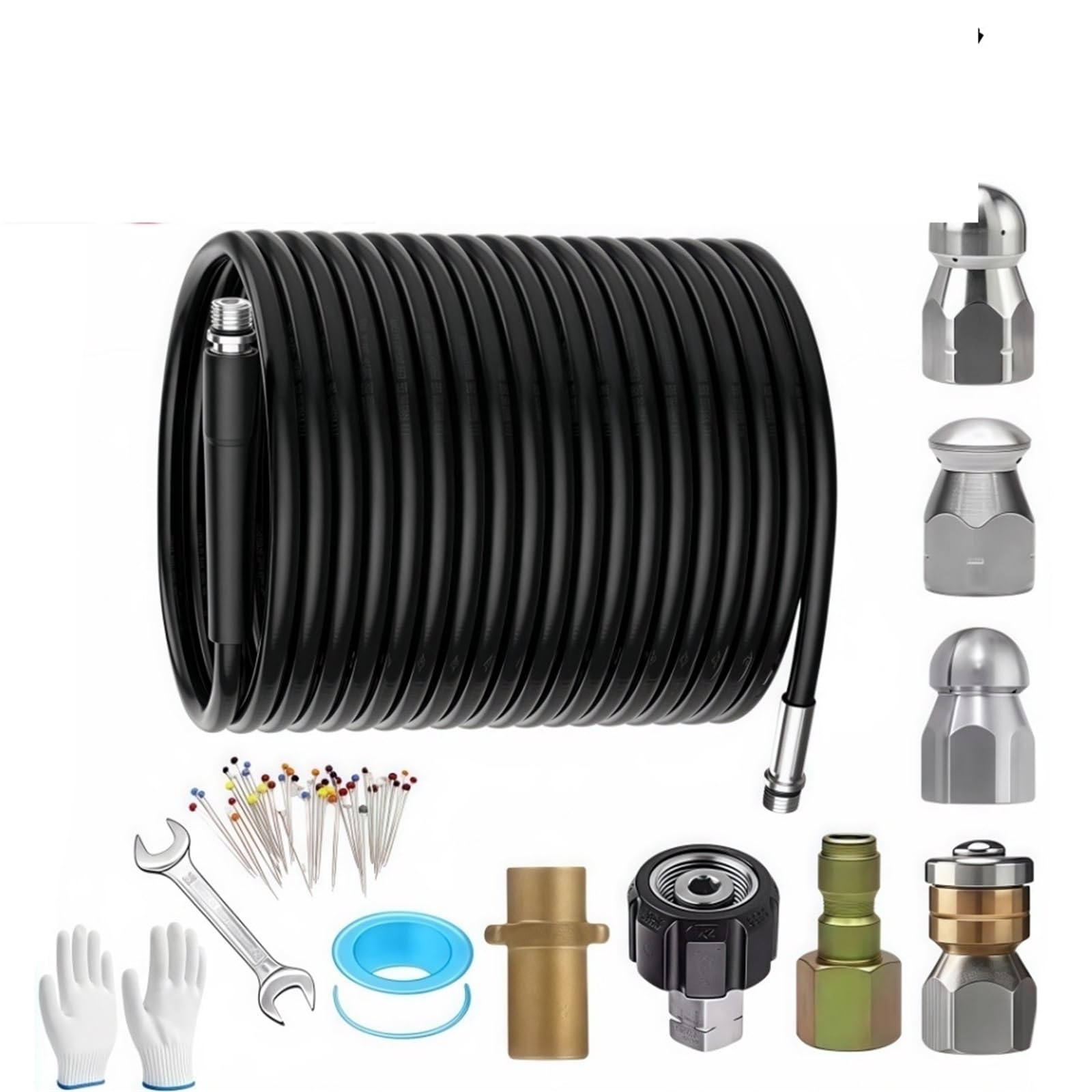 Lcvzxcfkx 25M Cleaning Hose Sewage Pipe High Pressure Hose Sewer Cleaning Nozzle