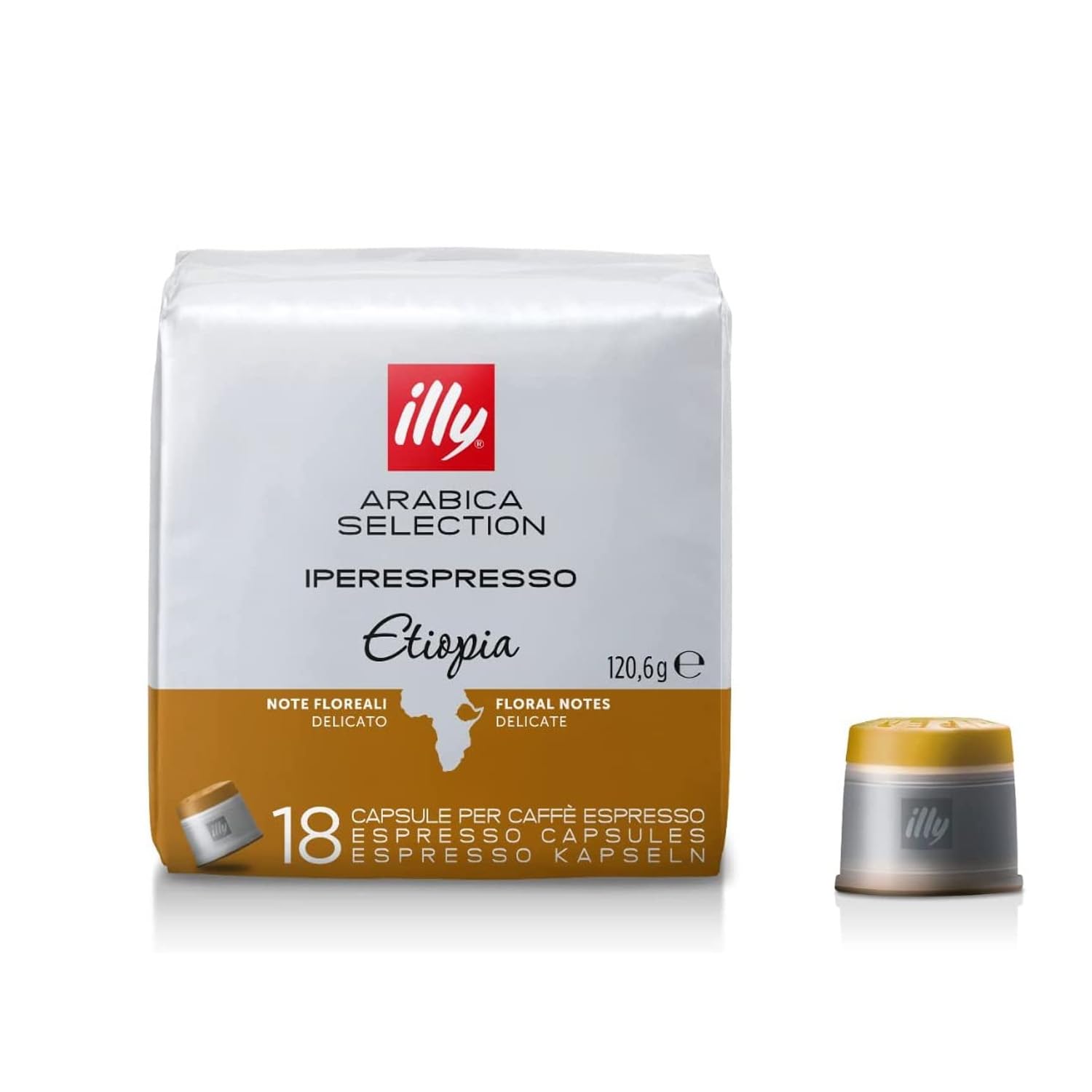 illy Café, selección de café arábica de lujo, cápsulas iperespresso, Etiopía, 6 unidades de 18 cápsulas