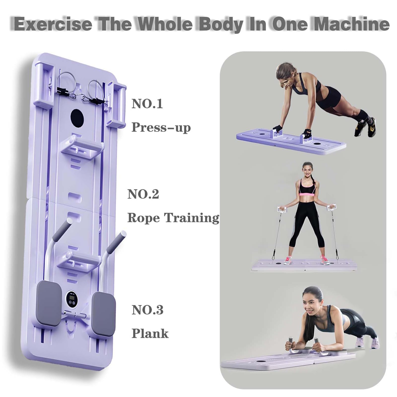 Składany przenośny zestaw reformatorów do pilatesu z inteligentnym timerem, podparciem łokci, taśmy oporowe do treningu brzucha i fitnessu w domu