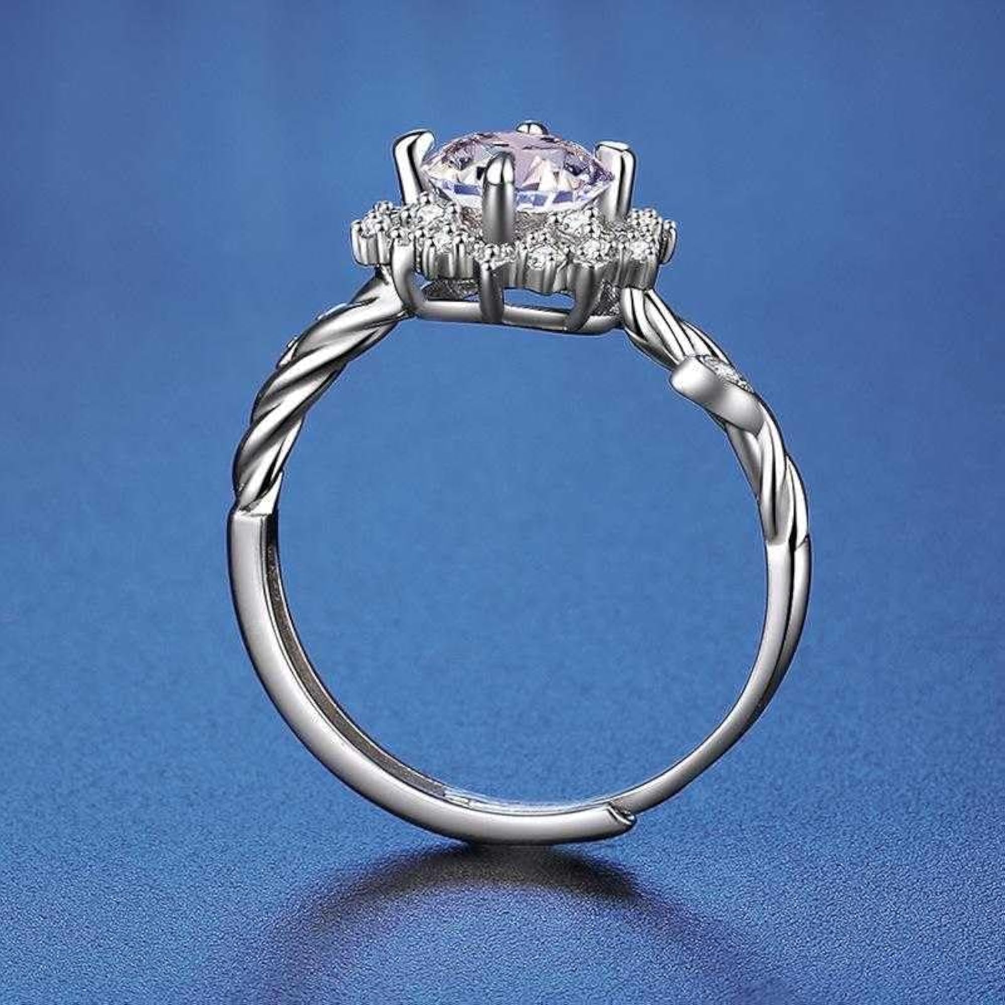 Plated Flower Cutting Ring with Cubic Zirconia