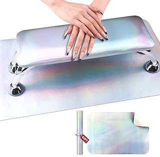 SAVILAND Reposamuñecas Salón de uñas para uñas: Color Láser Reposabrazos de uñas Almohadilla de mano Accesorios de Nail Art Accesorios de Manicura de Cuero Antideslizante Reposabrazos de Uñas,