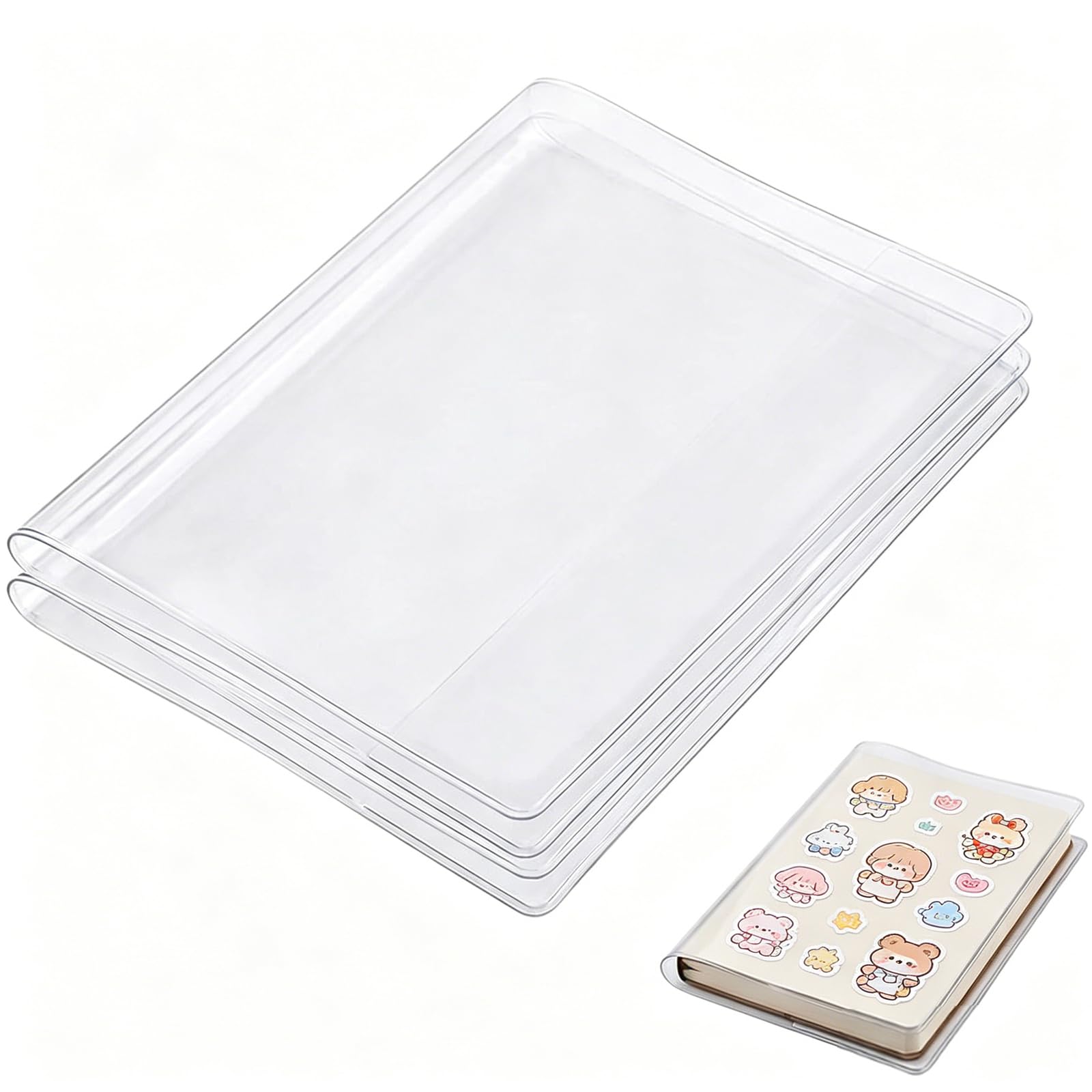 2 PCS Book Cover, Book Covers for Paperbacks, A5 Notebook Cover, Daily School Note-Taking, A5 Clear Protector, Plastic Book Covers, Large Size 320 x 220 mm When Open