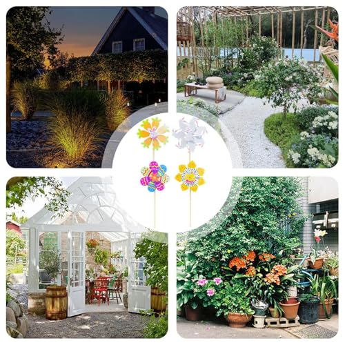Molinillos de viento para jardín, estaca de suelo, decoración exterior de Pascua 5