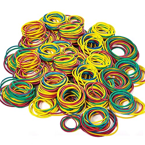 500 Stück Bunte Gummibänder, 25/38/50 mm Gummiband klein Gummiringe Gummis Haushaltsgummi Gummiringerl Elastizität für Zuhause Schule Büro