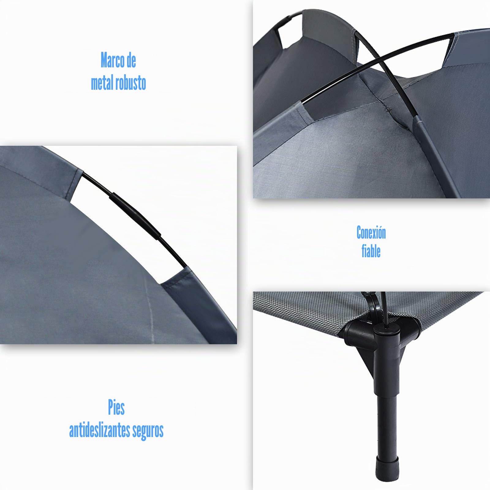GOPLUS Tumbona para perros con techo, cama elevada para perros, cama para mascotas con marco de hierro, sofá impermeable, cama para perros y gatos con toldo, almohadilla antideslizante para los pies