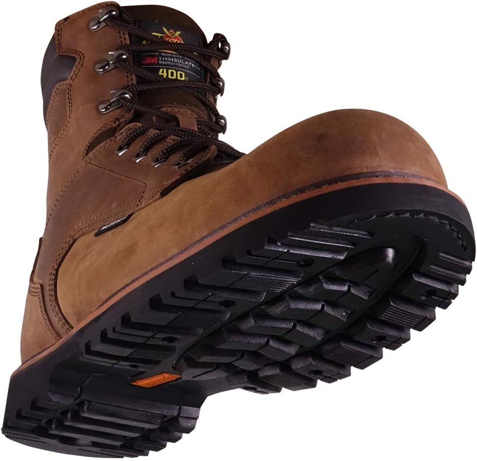 Thorogood V-Series 8” Waterproof Insulated Composite Toe Work Boots for Men - Premium Leather with 3M Thinsulate, Comfort Insole, and Chevron Traction Outsole; ASTM Rated