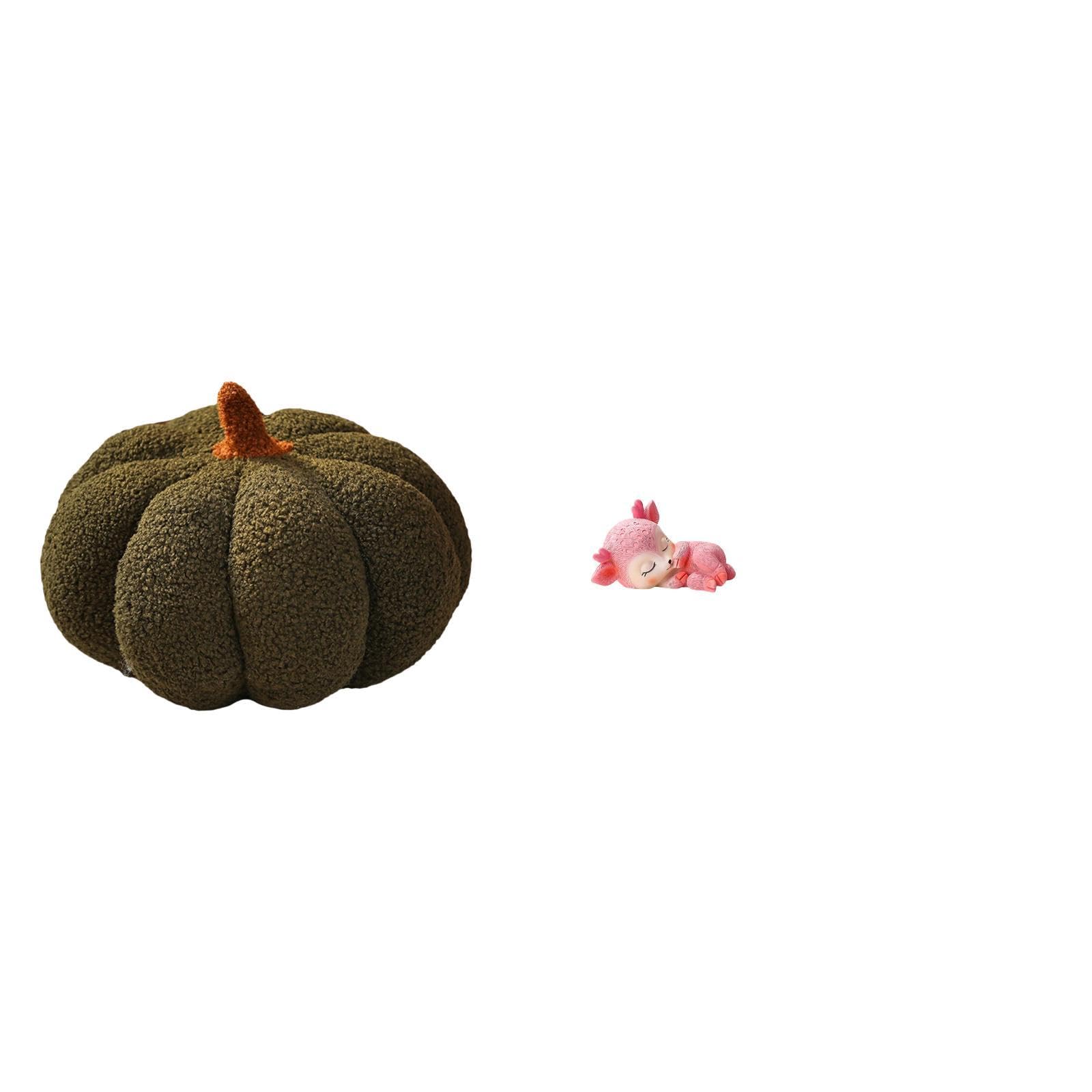 Halloween Pumpkin Plush Cushion and Resin Sleeping Deer Figurine Decorative Sofa Pillow and Tabletop Handicraft for Bedroom Kitchen Dining Room Decor-image-15