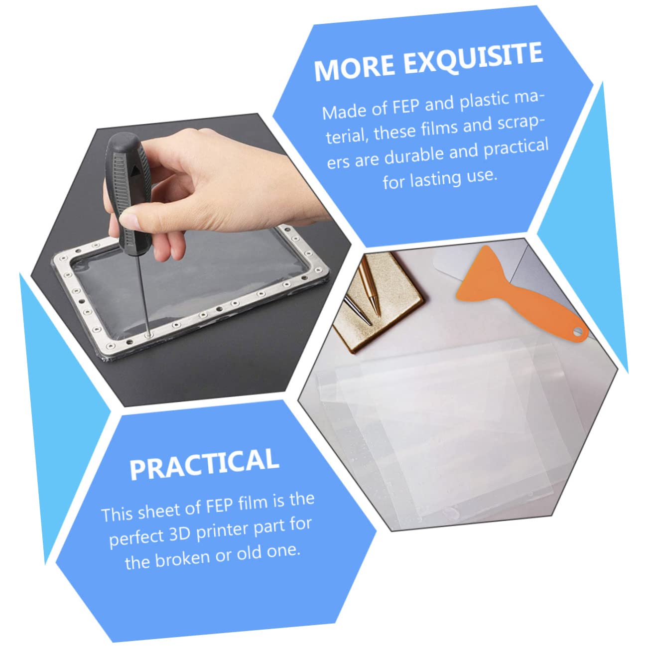 DECHOUS 3sets Pellicole Fep Per Stampanti Kit Di Pellicole Raschietti Alta Trasparenza e Ai Prodotti Chimici Compatibile Con Varie Stampanti