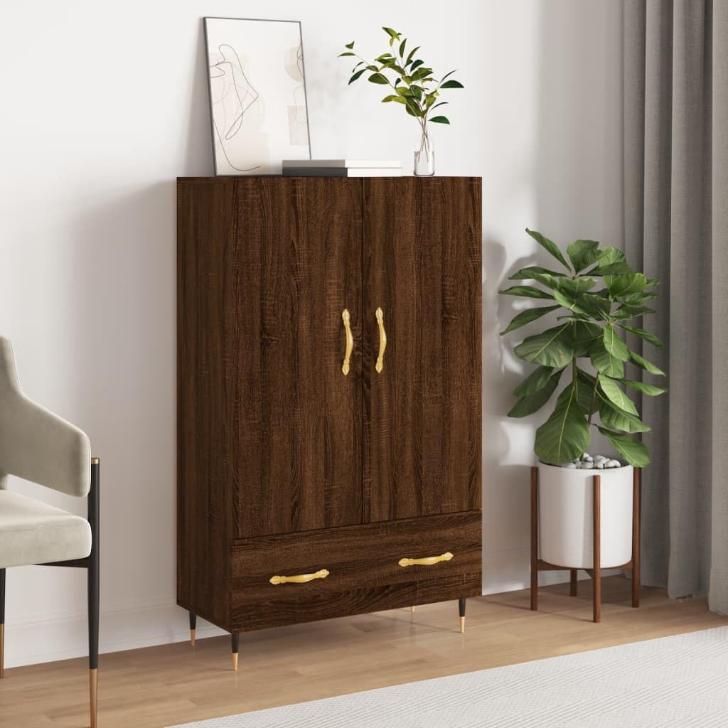 Möbel Wohnaccessoire Highboard Braun Eiche 69,5 x 31 x 115 cm Bauholz