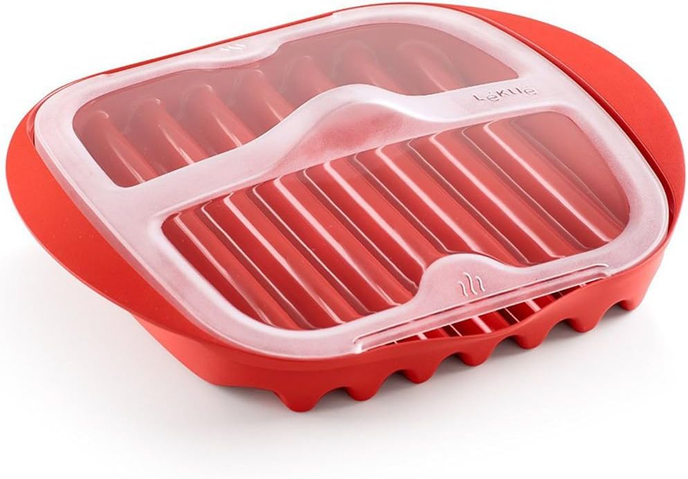 – Lékué Microwave Bacon Cooker with Lid, Red