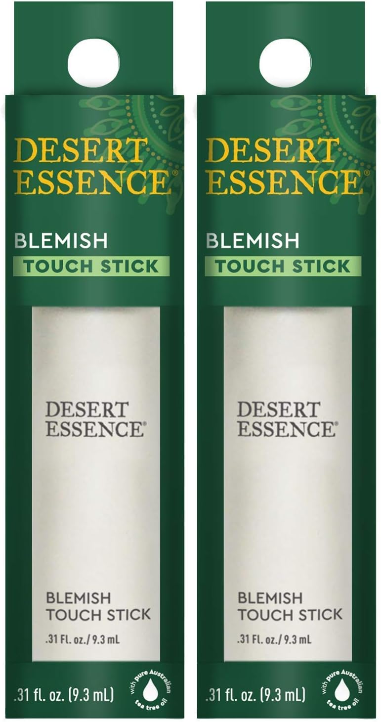 Desert Essence Herbal Blemish Touch Stick with Natural Extracts & Essential Oils - .31 Fl Ounce - Pack of 2 - Antiseptic Tea Tree Oil - Chamomile - Lavender - Palmarosa - Clear & Radiant Skin