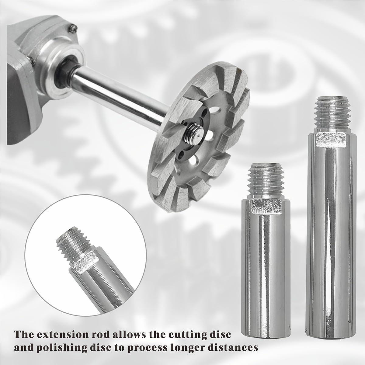 Angle Grinder Extension Shaft Set – 5/8-11 Thread, 3" & 4" Rods, Adjustable Wrench & Flange Nuts Kit, Fits Bosch, DeWalt, Makita