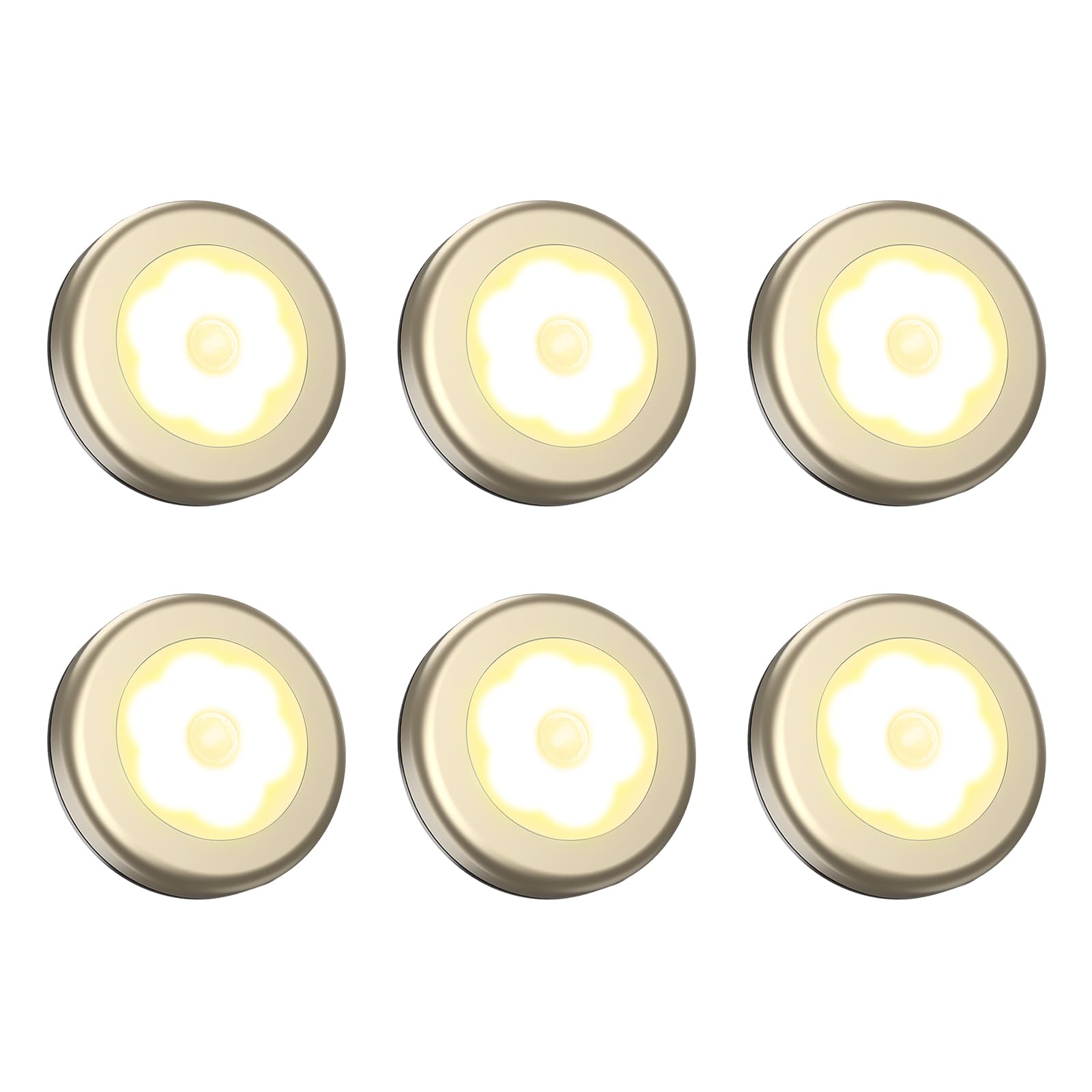 AMIR LED センサーライト キッチンライト 室内 人感センサー 明暗センサー 乾電池式 led ナイトライト 小型 マグネット テープ付き 階段車庫 天井照明 フットライト 6個セット ゴールド