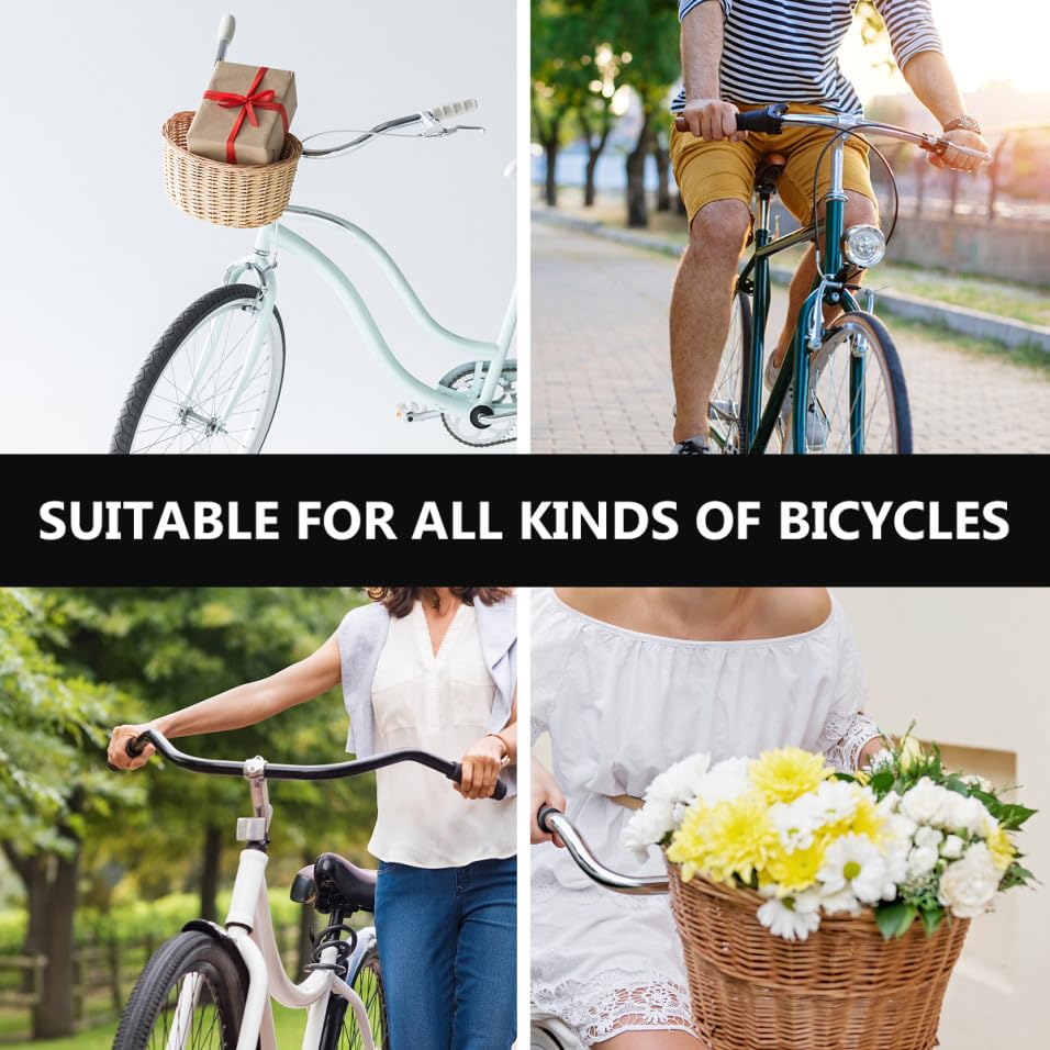 Cestino Bicicletta Anteriore in Vimini Marrone, Cestello per Bicicletta con Coperchio, Stile Creativo, per Bici e Spesa