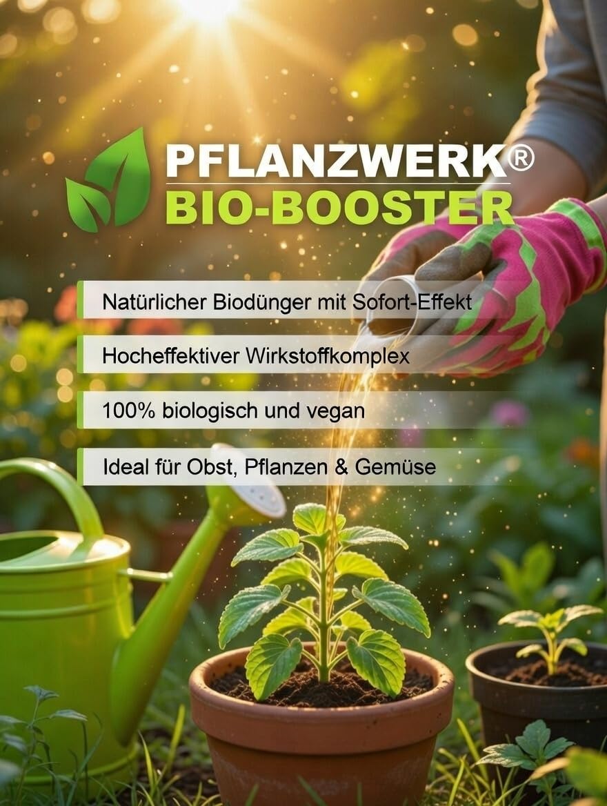 PFLANZWERK® Pflanzendünger BIO-BOOSTER - 100% Biologisch - 100% Vegan - NK-Flüssigdünger 5l *Langzeitwirkung* *Perfekter Grünpflanzen, Obst und Gemüse Bio-Dünger* *Premium Markenqualität*