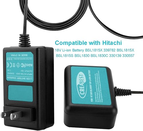 Miniatura 2 de Creabest Nuevo cargador de batería compatible con batería de iones de litio Hitachi 18V 339782 BSL1830C BSL1815X BSL1815S BSL1830 330139 330557