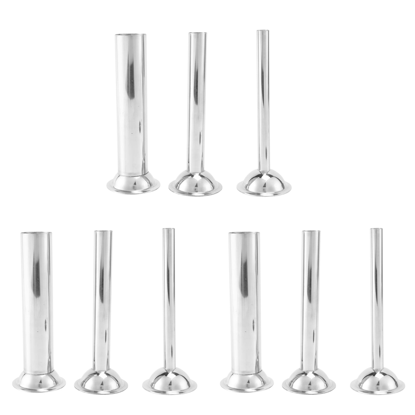 Hndhbfgrt 9Pcs Stainless Steel Sausage Stuffer Filling Tubes Funnels Nozzles Spare Parts Filler Tube, Base Diameter:58mm
