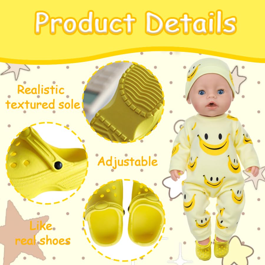 4 Paar Puppen Schuhe Zubehör Set für 14-18 Zoll Puppen, Puppenzubehör mit Gelb Rosa Blau Grün Puppenschuhe, 35-45cm Puppe Zubehör Puppenkleidung für Baby Puppe Mädchen Jungen Geschenk