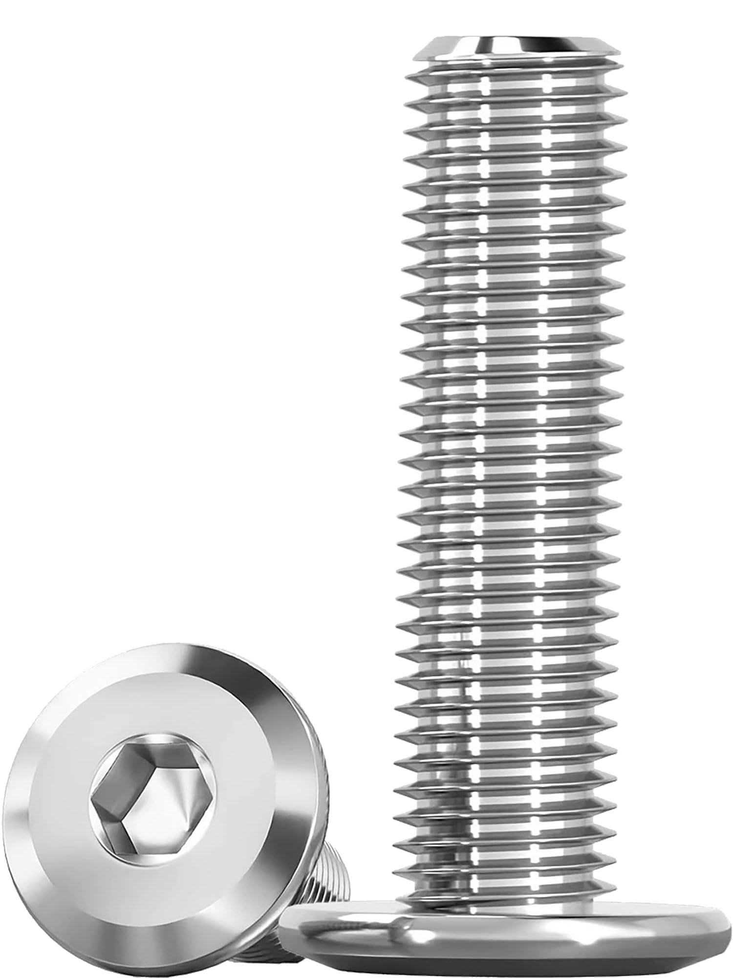 M8 Furniture Bolts, 10Pcs Hex Socket Head Screws Bolts, 304 Stainless Steel Hexagonal Flat Head Machine Screws