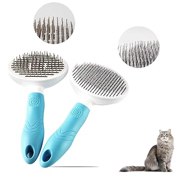 Dog Brush, Cat Brush self Cleaning Cat Comb Easy to Cleaning Dog Brushes for Grooming deshedding Brush for Cat Hair Remover 2 Styles Massage cat Hair Brushes for Long/Short Puppy/Adult Dogs and Cats