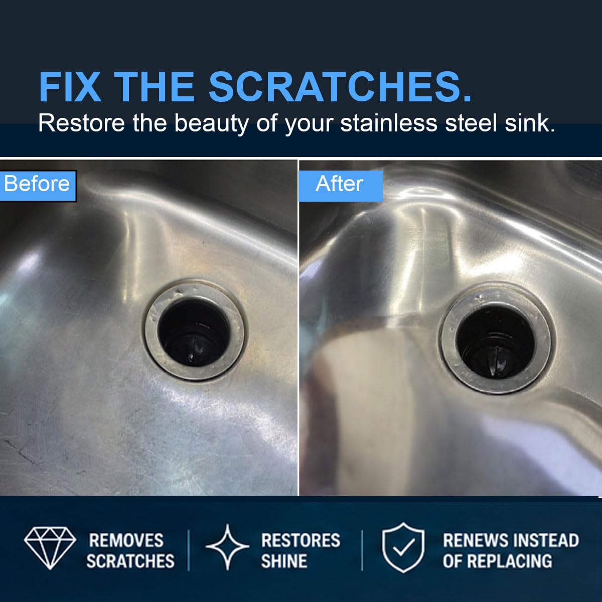 Restore Stainless Steel Sinks - Scratch Remover Kit -2 Restore Stainless Steel Sinks - Scratch Remover Kit -2
