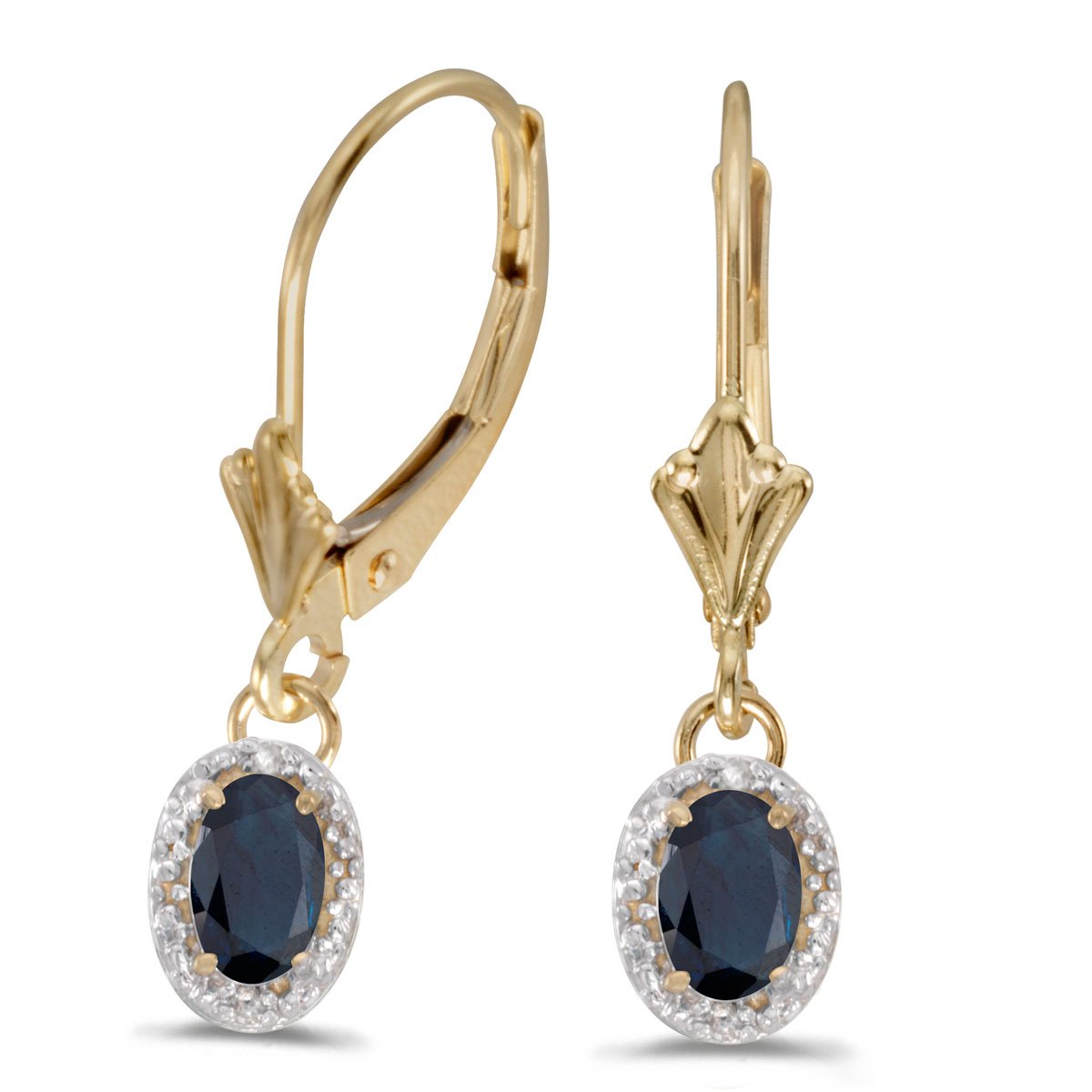 DIRECT-JEWELRY DON'T FORGET THE DASH14k Yellow Gold Oval Sapphire And Diamond Leverback Earrings