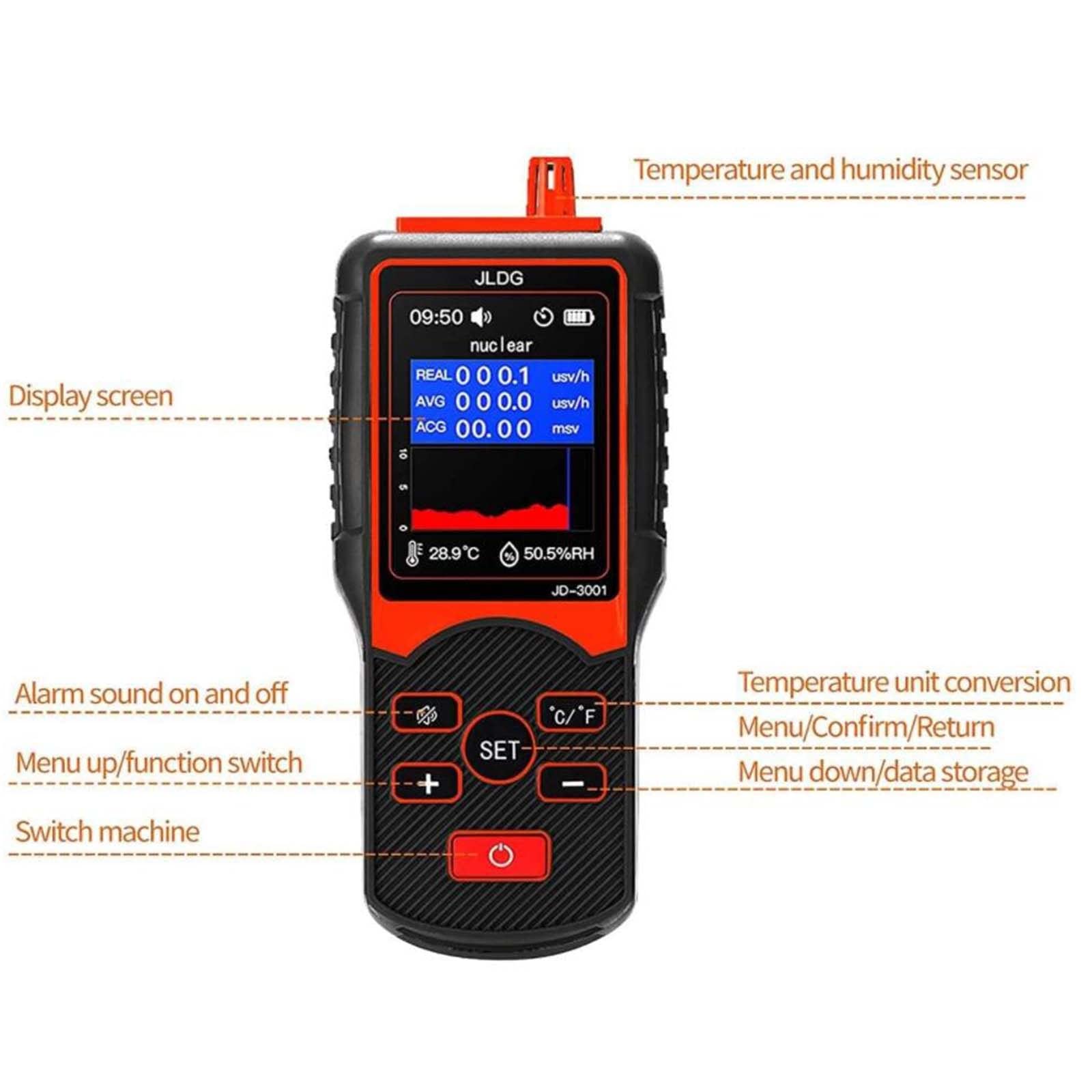 Detector de radiación, Contador Geiger de Alta precisión, Contador Geiger - Detector de radiación dosímetro for medir la radiactividad, detección de Rayos X