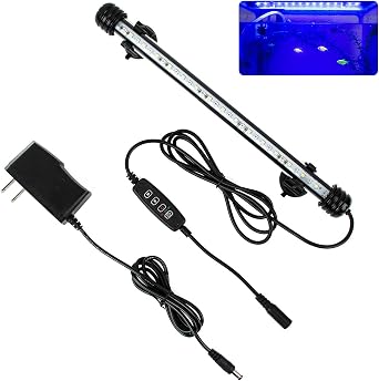 28cm White & Blue Submersible LED Aquarium Fish Tank Light with Timer/Dimmable Underwater Fish Tank Aquarium LED Lights Fixture for Saltwater Freshwater Fish, Plant Grow, Coral Reef Decorations [Energy Class G]
