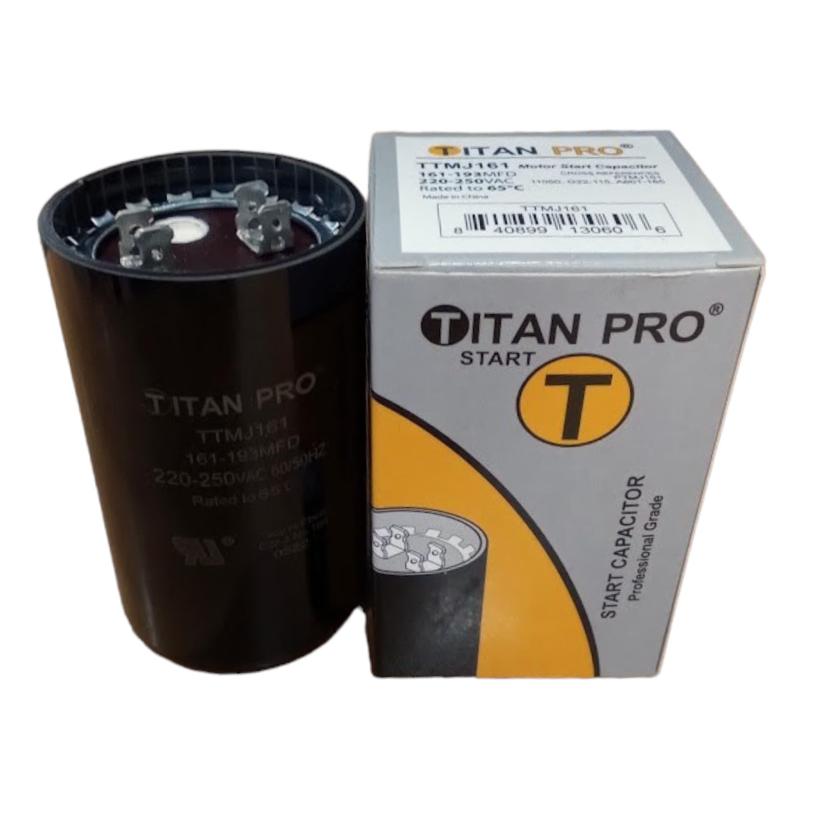 Replacement for fits Titan Pro TTMJ161 Motor Start Capacitor 161-193 MFD UF / 220-250 VAC