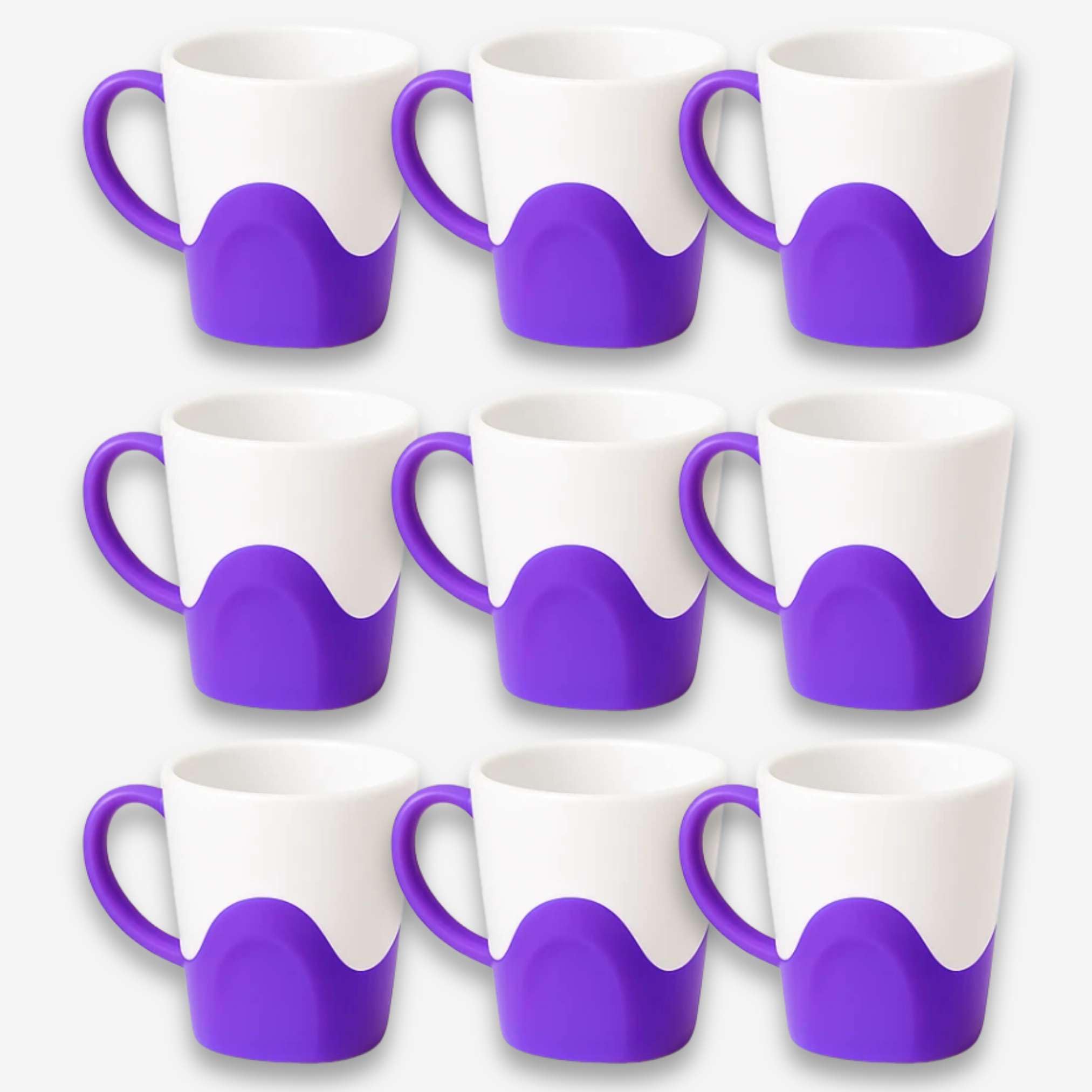 QUANTA Plastic Mug with Handle – Lightweight, Unbreakable, Reusable Camping Mugs for Elderly, Adults, Kids – Hot, Cold Drink Cups for Coffee, Tea, Water, Milk – Office, Travel, Caravan (9, Purple)