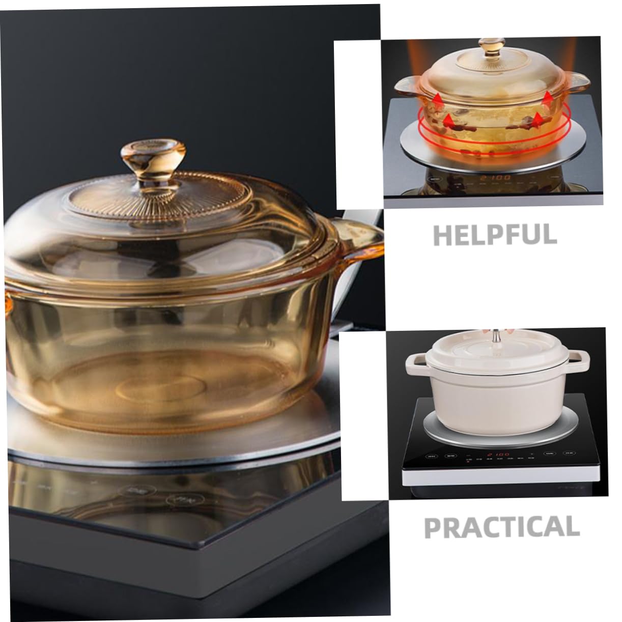 Difusor De Calor Inoxidable para Cocina De Inducción y Gas Placa Adaptadora Mango para Olla y Sartén