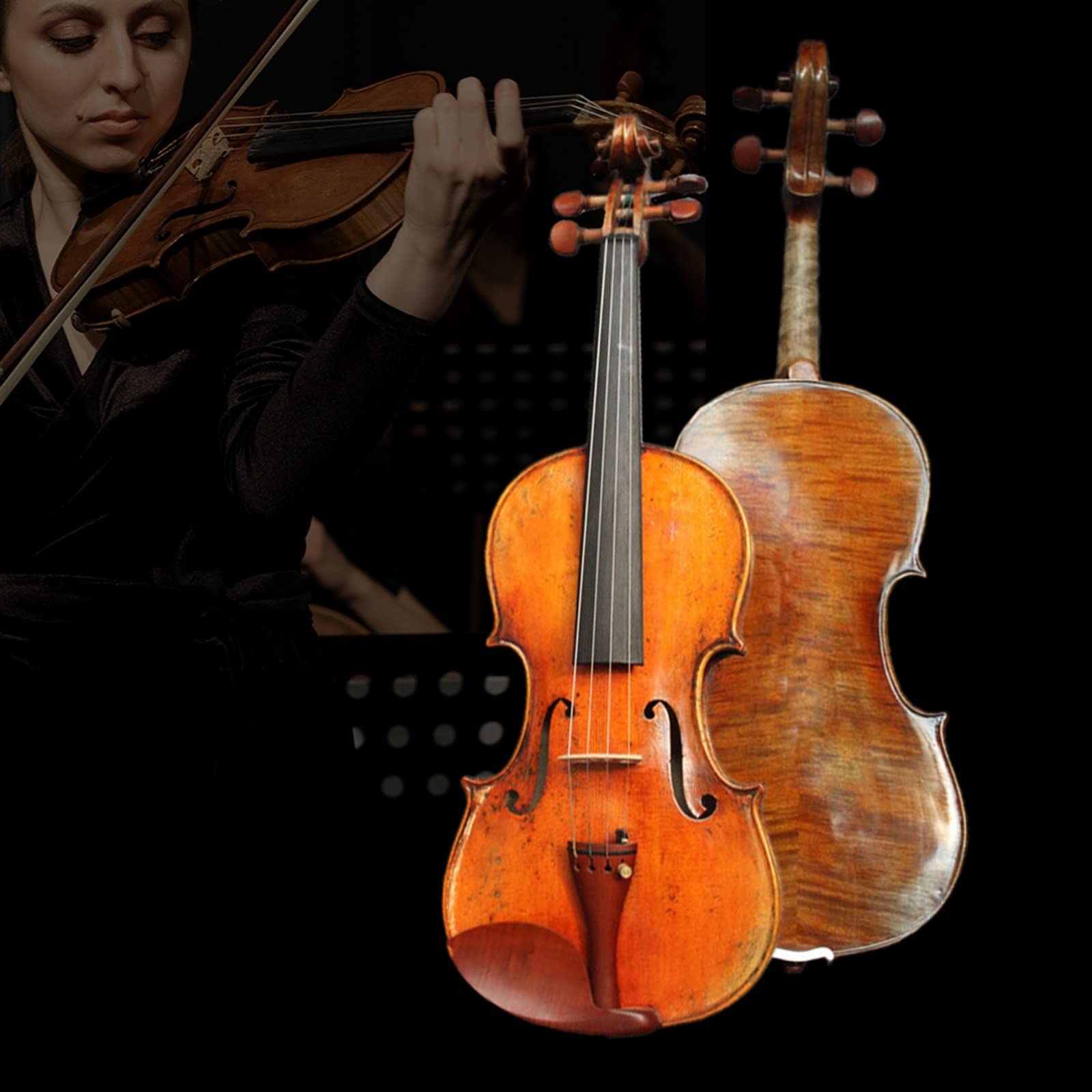 Violino Acustico Top in Abete Europeo Fondo in Acero 4/4 Violino Set con Arco per Violino Ponte per Violino Custodia per Violino Violini per Studenti