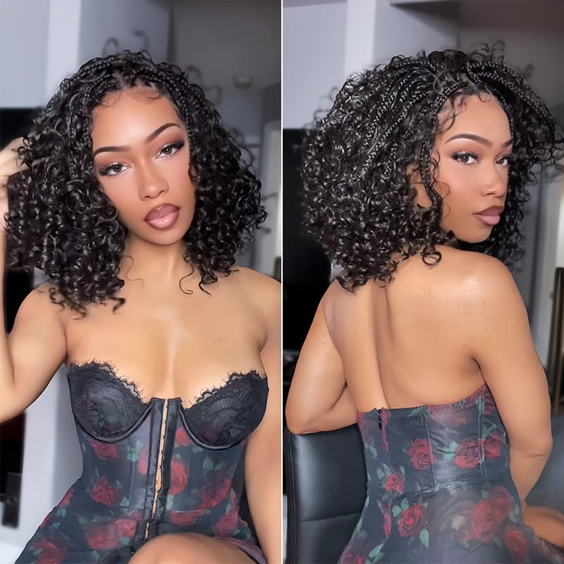 Amazon.com : Frodio Cruly Boho Braided Wig Water Wave Veralux