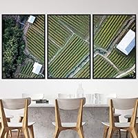 3 Piece Framed Canvas Wall Art Solid Greenery Abstract Industrial Modern Art Multicolor Patterns - 16