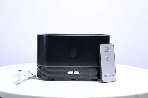 Miniatura 2 de Difusor de aceite esencial con efecto de llama, negro, luz LED de estado de ánimo, control de 2 botones