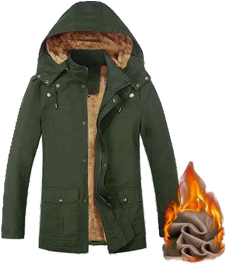 Xingfenly Winter Plus Long Warm Thick Hood Jacket Windproof Gift For Father Husband