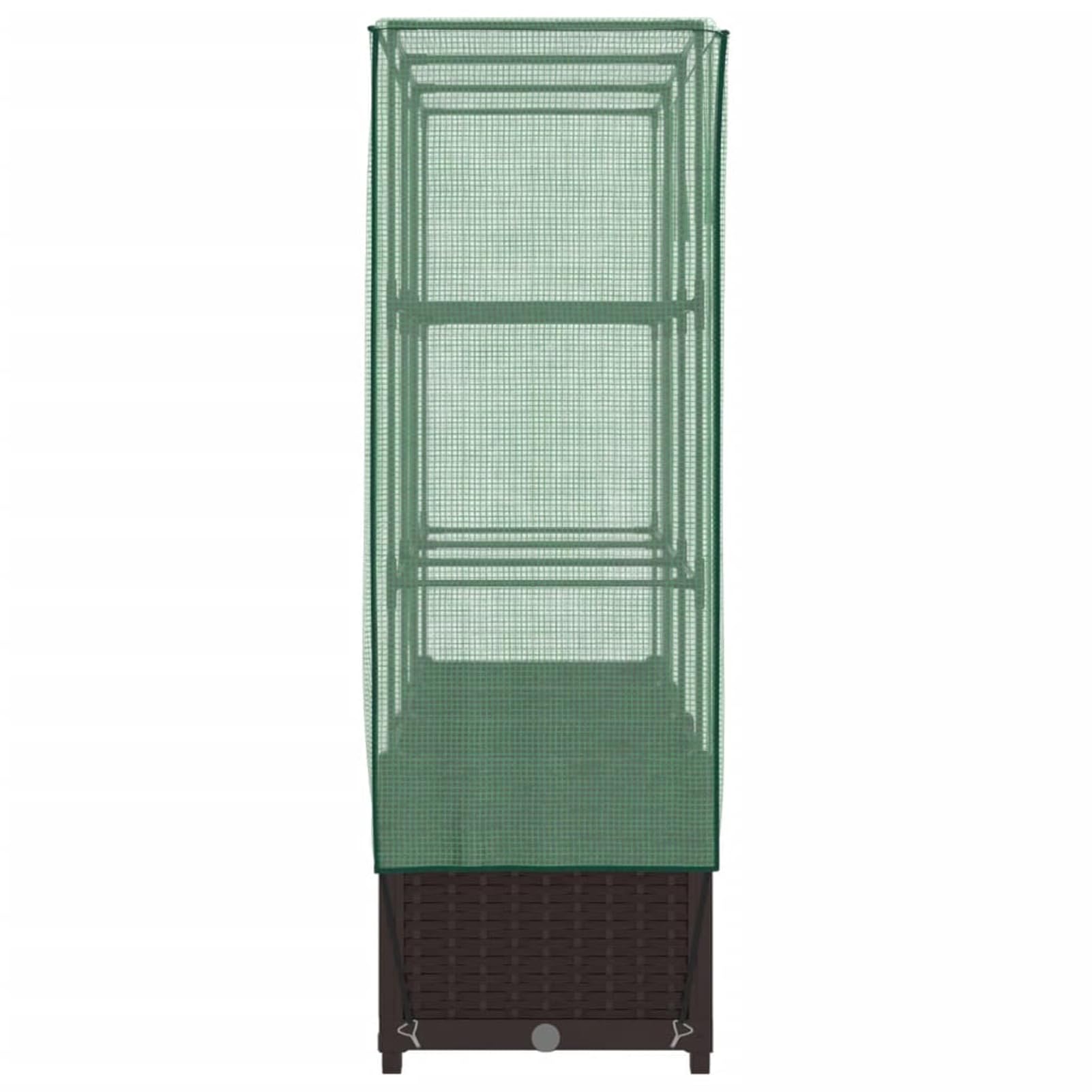 Homgoday Hochbeet mit Gewächshaus-Aufsatz Pflanzkasten Gemüsebeet Blumenbeet Blumenkasten Gartenbeet Pflanzbeet Frühbeet für Balkon Garten Terrasse Rattan-Optik 120x40x138 cm Braun