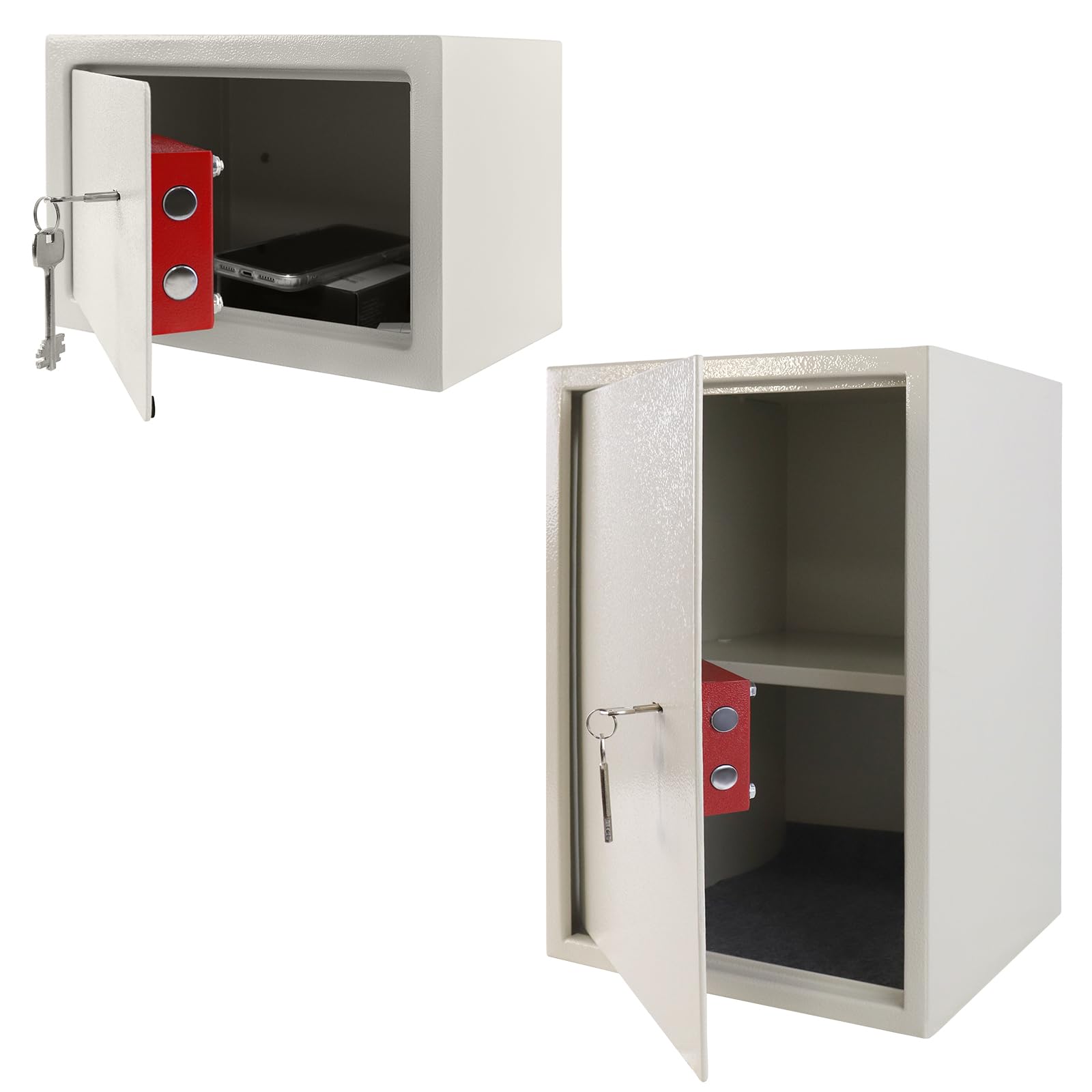 YUENFONG Cassaforte per mobili, cassaforte da 35 x 31 x 50 cm, cassaforte da parete, cassaforte con 2 chiavi e materiale di fissaggio, cassaforte da parete, per banconote, a prova di parete, colore