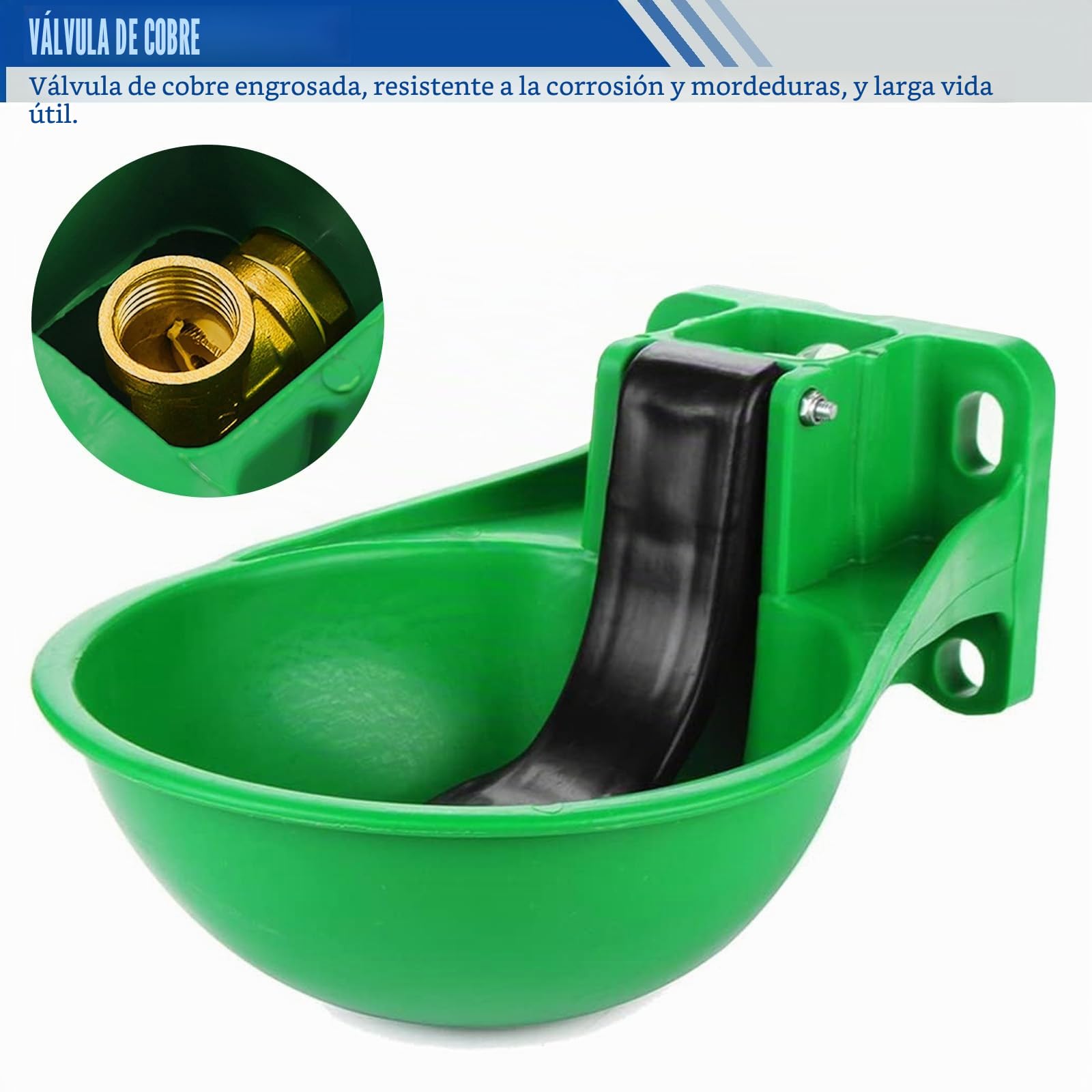 Bebedero Caballos, Bebedero para Ganado Vacuno, Burros y Caballos | Bebedero para Caballos con Lengüeta Presión + Tornillos Conexión y Adaptador- Suministro Automático Agua, Abrevadero , Verde