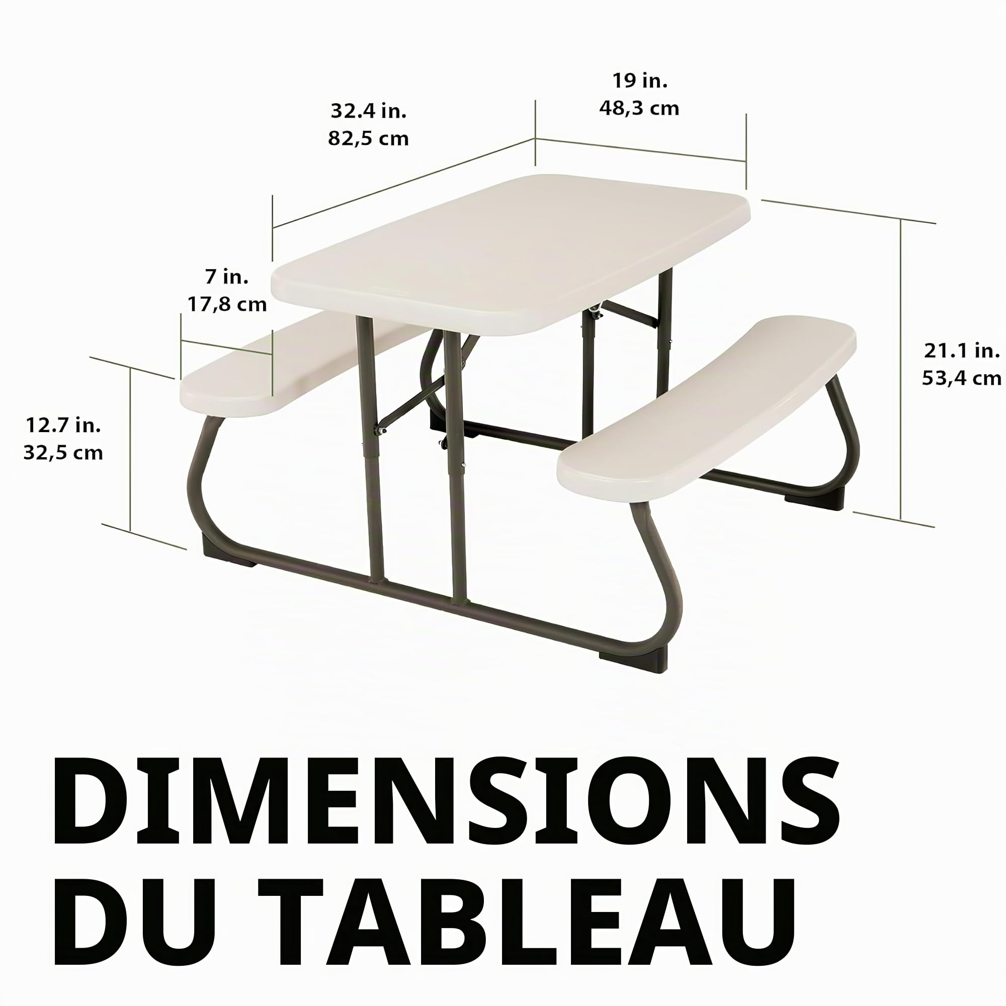 LIFETIME Table de Pique Nique pour Enfant Almond 82,5 x 90,1 x 53,5 cm 280094