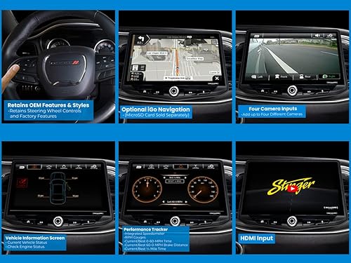 Miniatura 5 de STINGER Challenger, Charger, Chrysler 300 (2015-2023) Kit de repuesto estéreo de radio de 10 pulgadas HEIGH10, certificado Apple CarPlay, Android