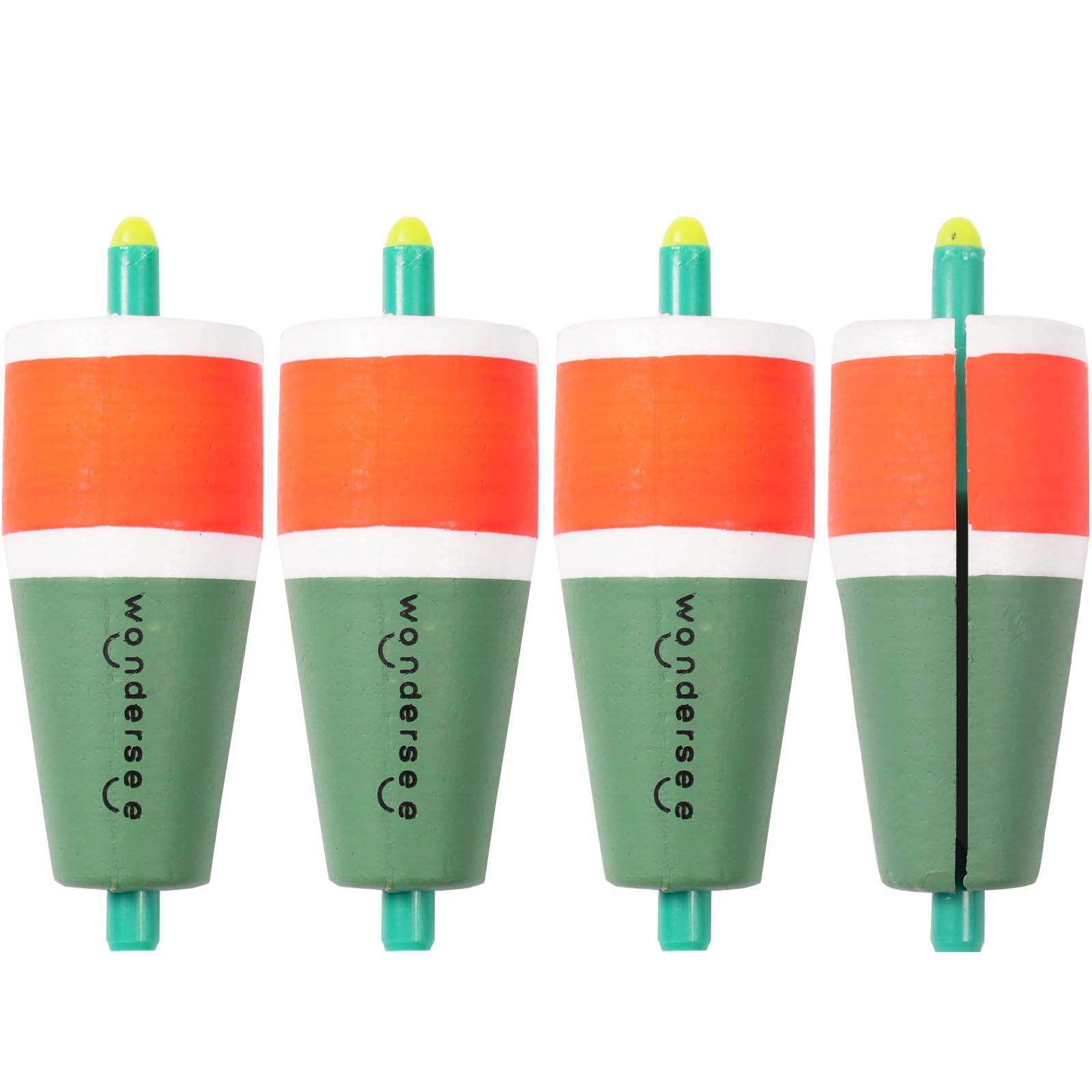 wondersee Fishing Floats Weighted Slotted Peg Popping Floats Slip Bobbers, Pack of 4