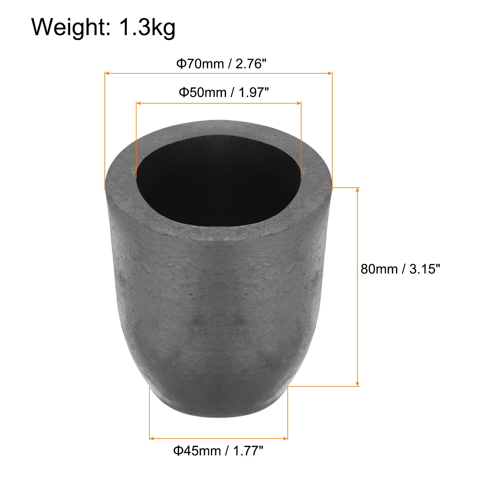 QUARKZMAN Crucible en Graphite Silicium, 1.3kg Creuset pour Coulée de Cuivre, Creuset pour Fusion de Métal, Moule pour Fusion D'Or, D'Argent, 1.97 Pouce ID x 3.15 Pouce H