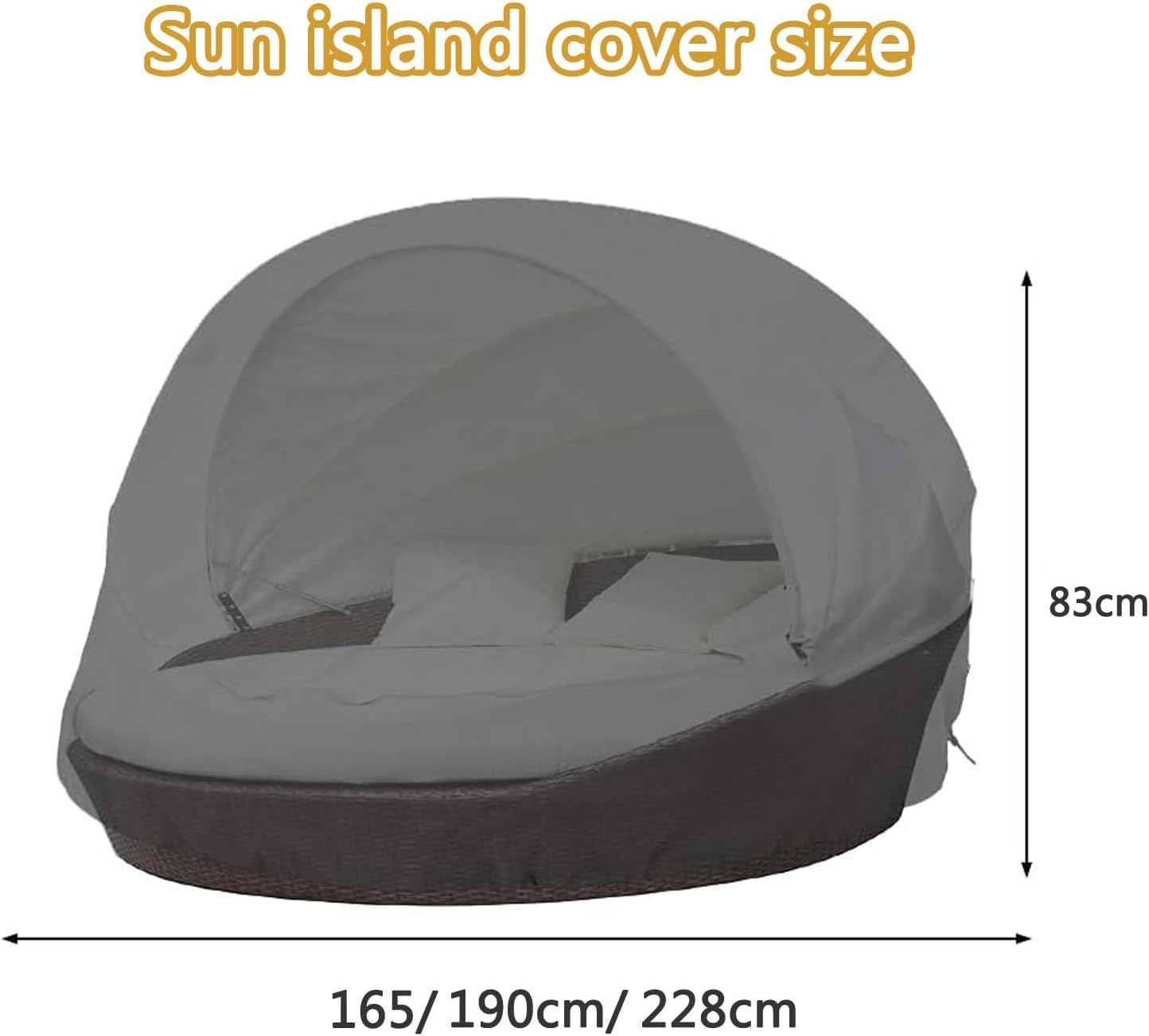 Runde Abdeckung für Sofa/Bett, 420D, wasserdicht, Ochsengewebe, Garten-Sonnenliege, Schutzhülle, langlebig, Terrassenstuhl-Abdeckung, Größe: 190 x 89 cm, Beige